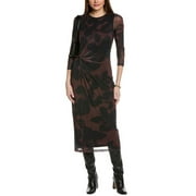Kenneth Cole womens Knotted Midi Dress, l, Black